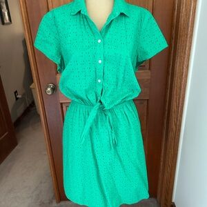 J crew kelly green  cotton eyelet  aline Dress